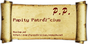 Papity Patrícius névjegykártya
